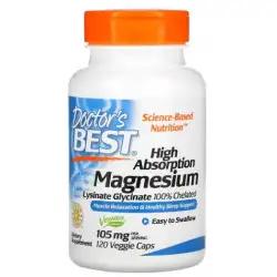 Magnez (High Absorption Magnesium) - 105 mg, 120 kapsułek (Doctor's Best)